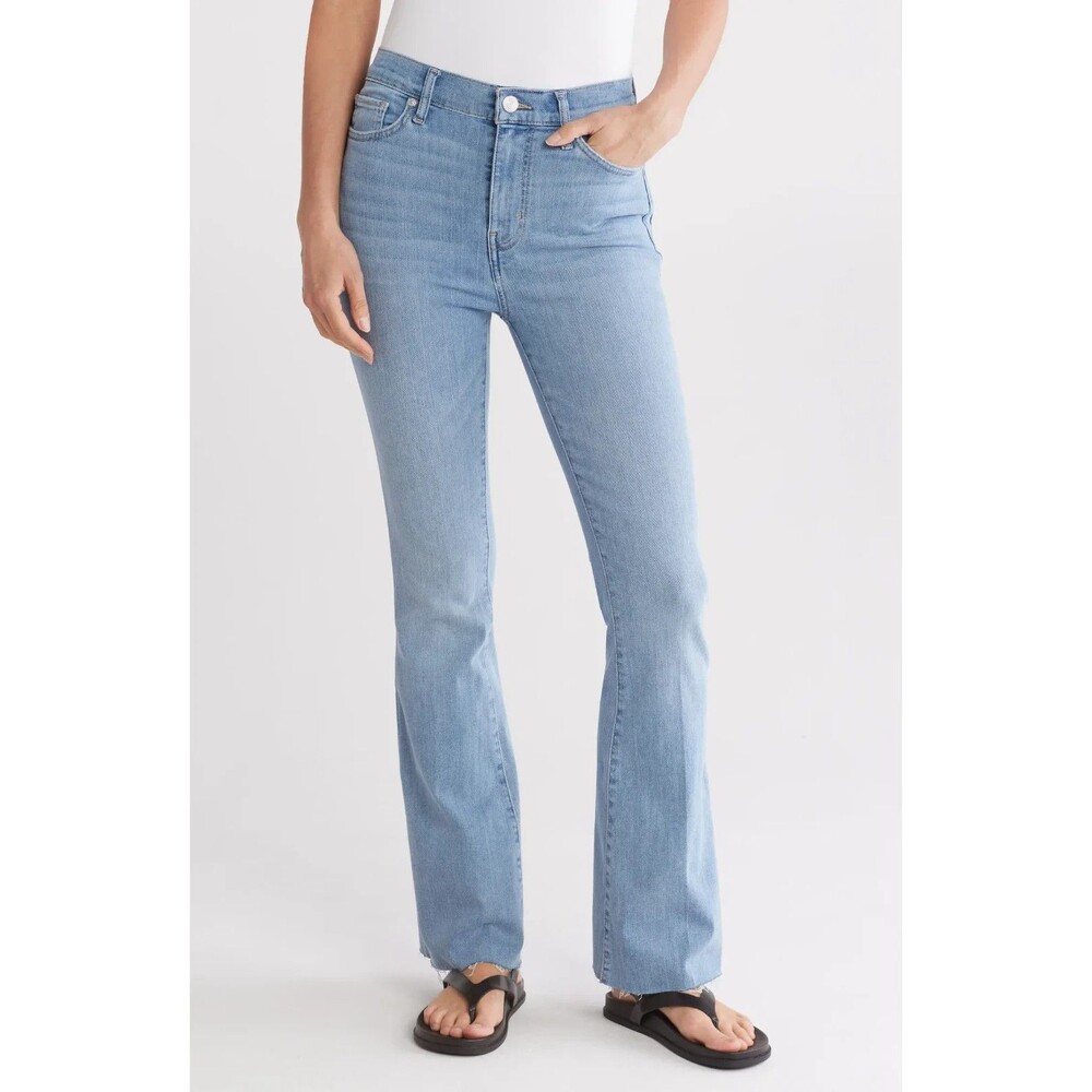 FRAME Le Easy High Waist Raw Hem Flare Jeans Wilson Raw After Wash Size 26